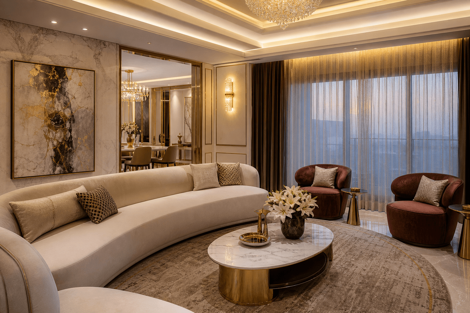 Luxury living room styled with The Home Shopee décor