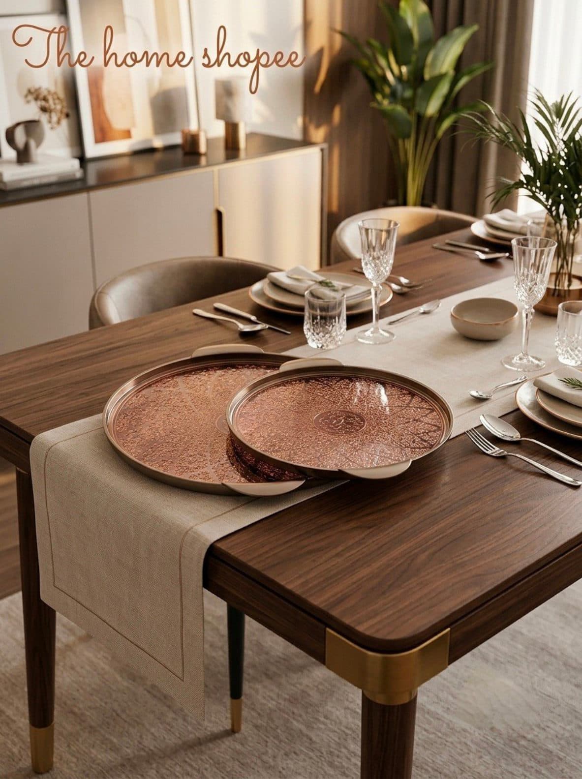 Serving Tray — Copper Medallion Set, 14 in & 12 in